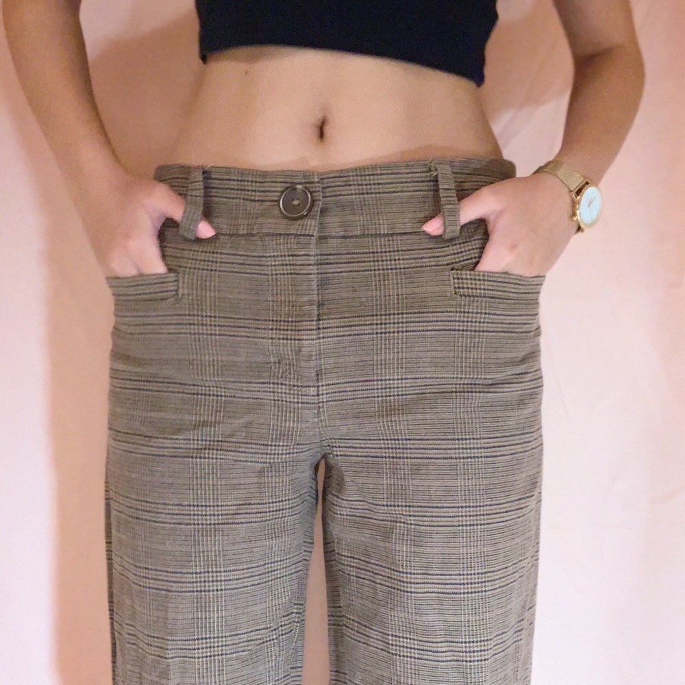 BROWN HOUNDSTOOTH STRAIGHT LEG DALIA TROUSERS